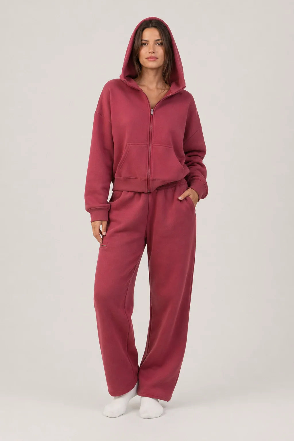 CozyMove Set – Zip Hoodie & Matching Pants Two Piece