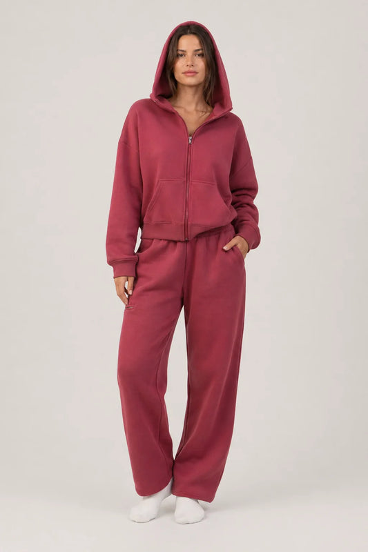 CozyMove Set – Zip Hoodie & Matching Pants Two Piece