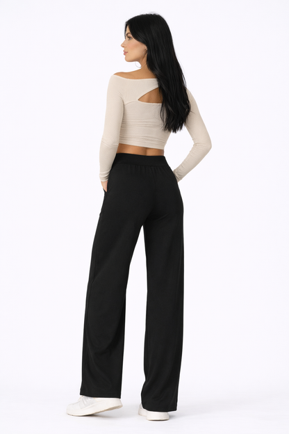 EaseFlow Pants – Flared Fluid Casual Trousers Women