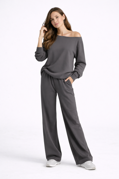 Serene Lounge Set – One Shoulder Relaxed Two Piece Set