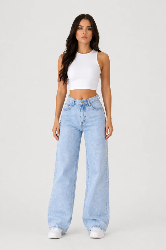 Skyline Jeans – High Waist Wide Leg Light Blue Denim