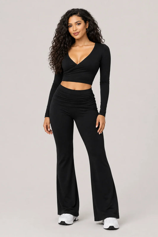 SoftShape Set – Fitted Top & Flared Pants Two Piece