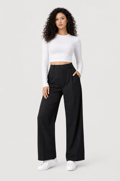 Studio Pants – Elegant Fluid Flared Trousers High Waist