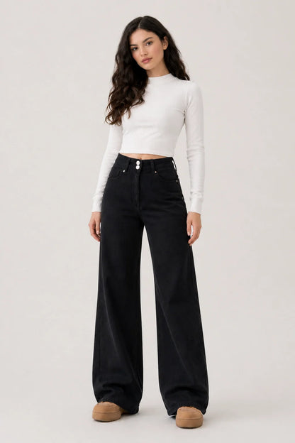 TokyoWide Jeans – Black Wide Leg Denim Japanese Style