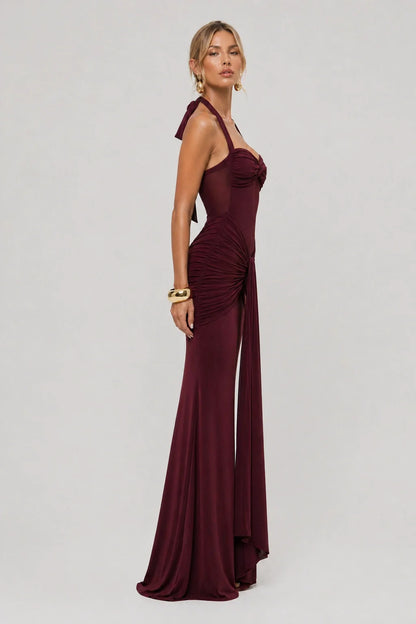 Carmine Dress – Halter Mermaid Maxi Dress