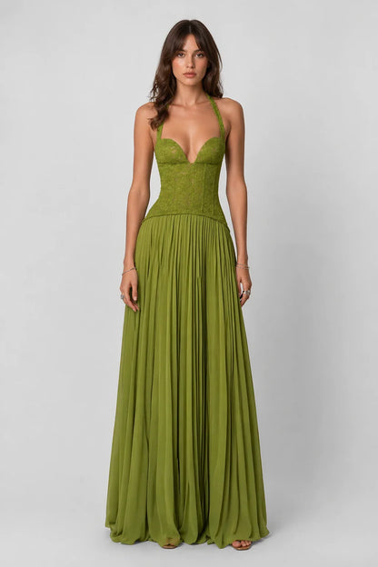 Eden Dress – Lace Corset Chiffon Maxi Dress Formal