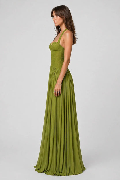 Eden Dress – Lace Corset Chiffon Maxi Dress Formal