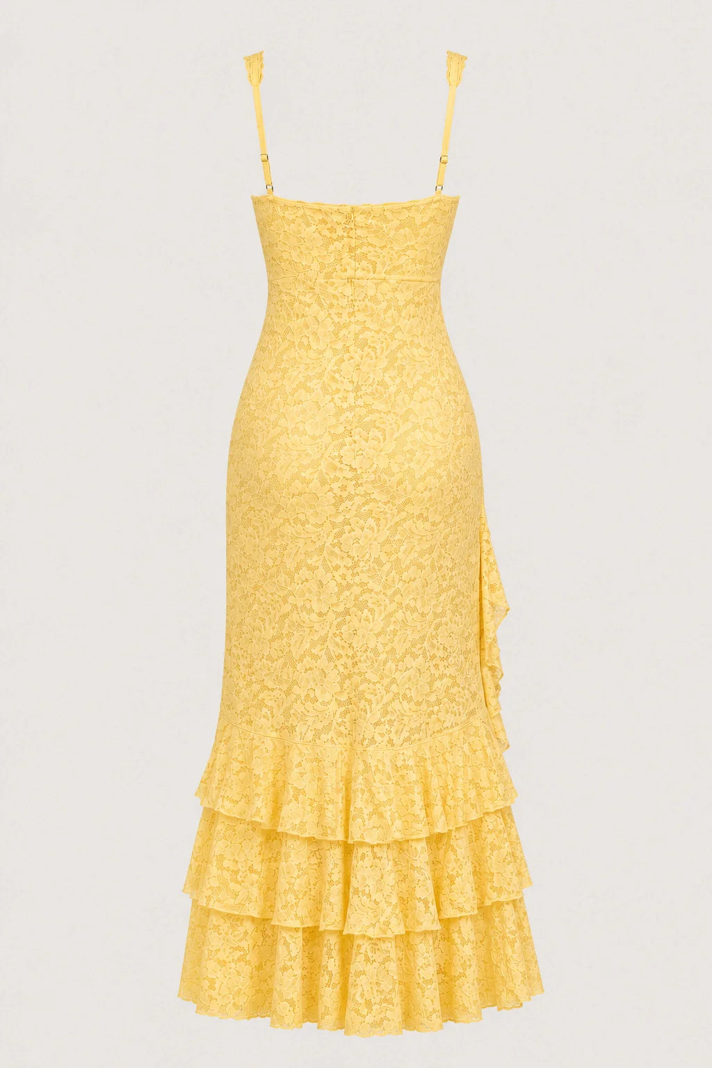 Flora Dress – Lace Maxi Dress Ruffles High Slit