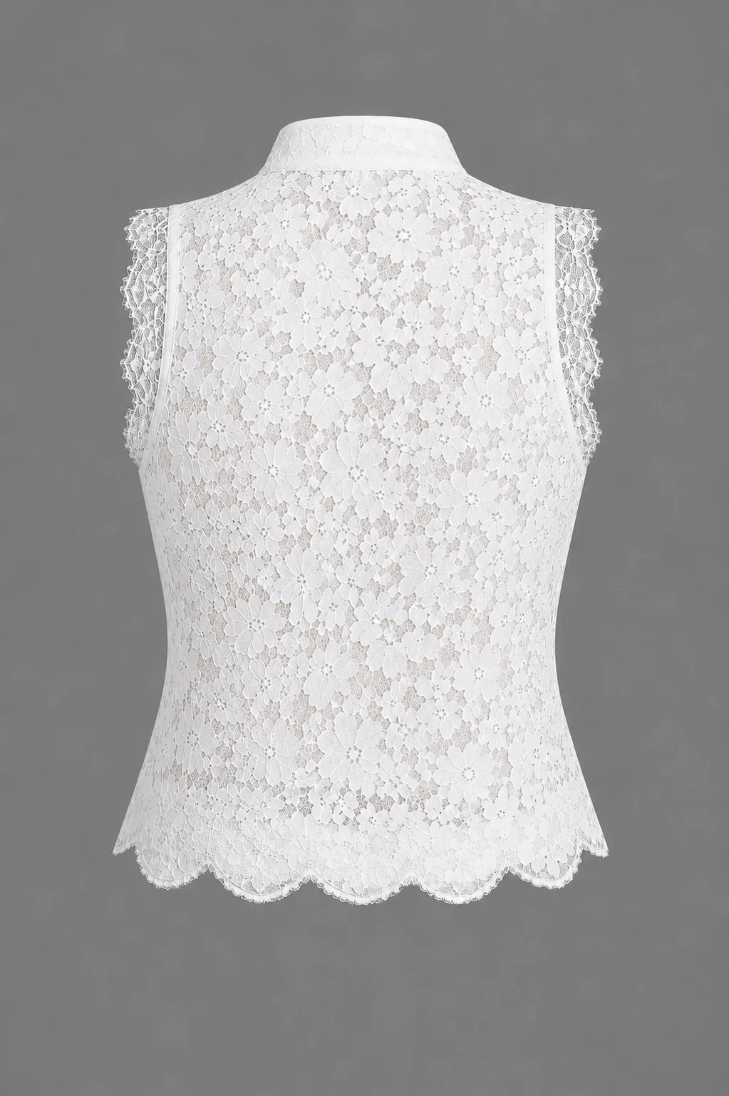Lotus Top – Lace Crop Top Mandarin Collar Oriental