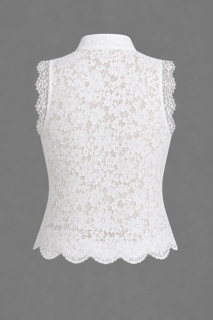 Lotus Top – Lace Crop Top Mandarin Collar Oriental