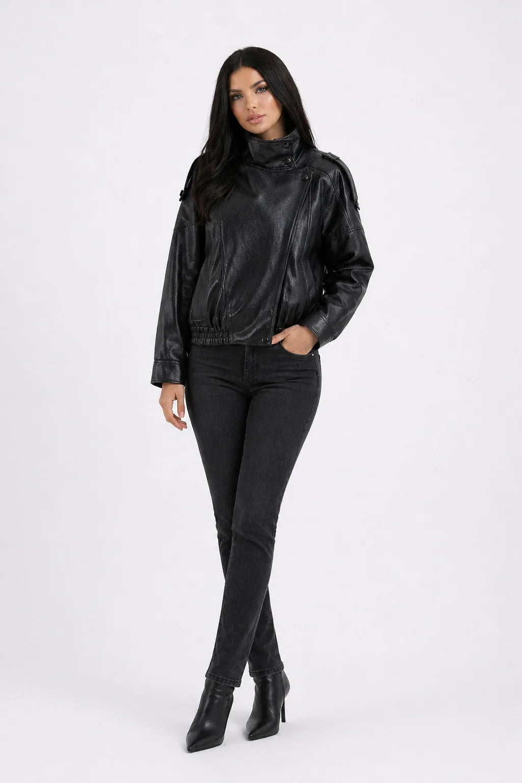 Luna Jacket – Faux Leather Biker Jacket Women