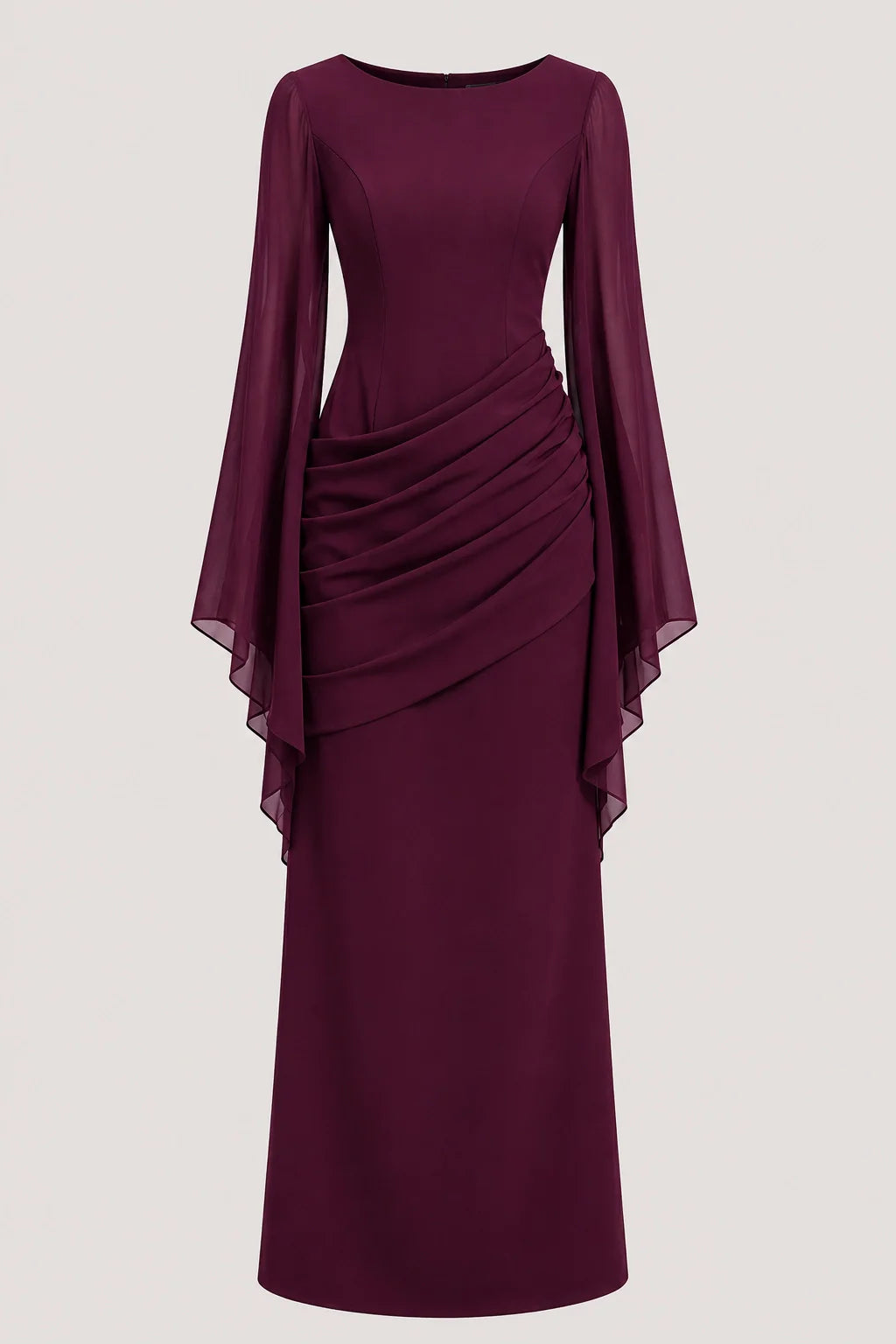 Lyra Dress – Burgundy Bell Sleeve Maxi Dress Evening