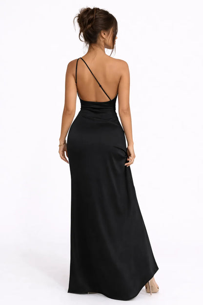 Midnight Muse Dress – One Shoulder Minimalist Maxi Dress