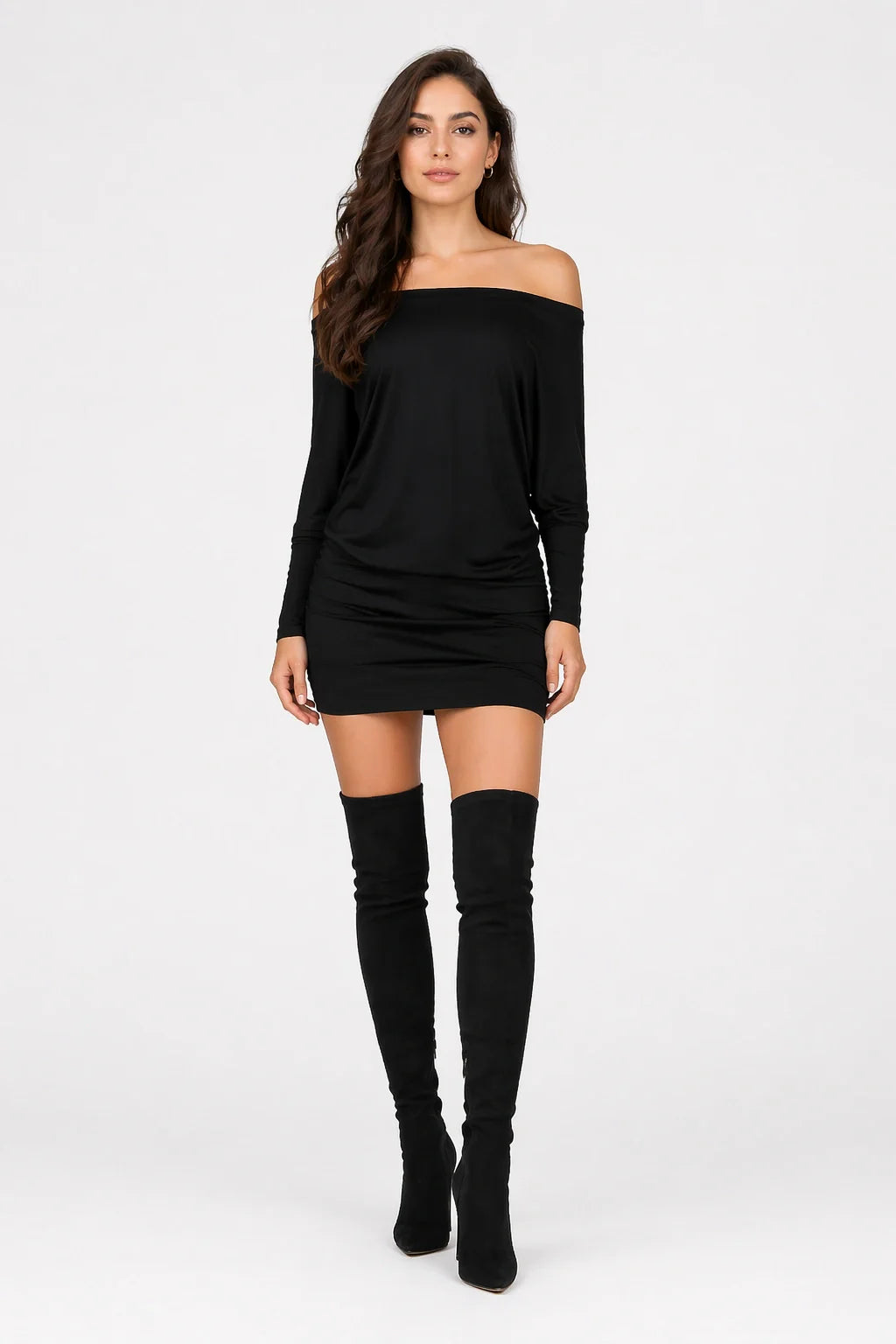 Monaco Nights Dress – Off Shoulder Long Sleeve Maxi Dress