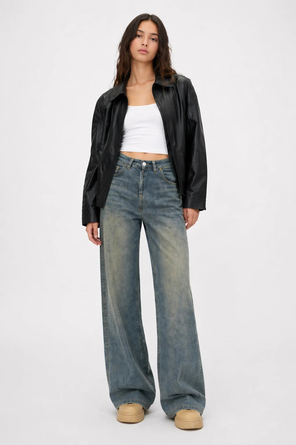 Nola Jeans – High Waist Wide Leg Washed Denim