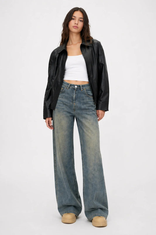 Nola Jeans – High Waist Wide Leg Washed Denim