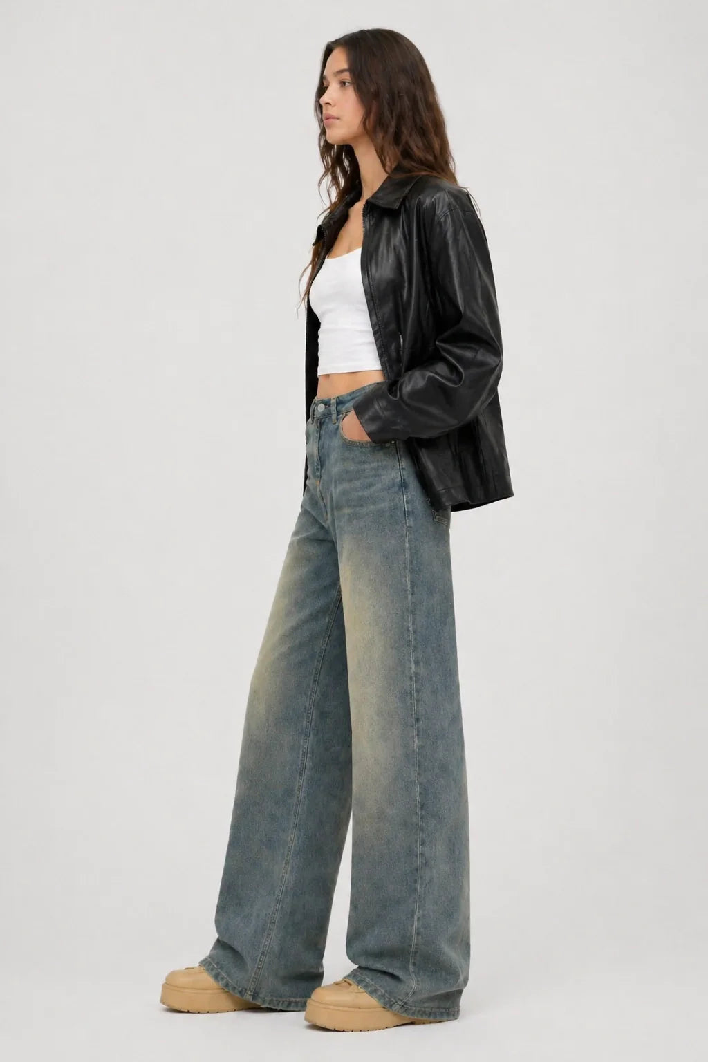 Nola Jeans – High Waist Wide Leg Washed Denim