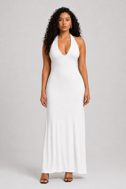 Paloma Dress – Robe Maxi Halter Col V Profond