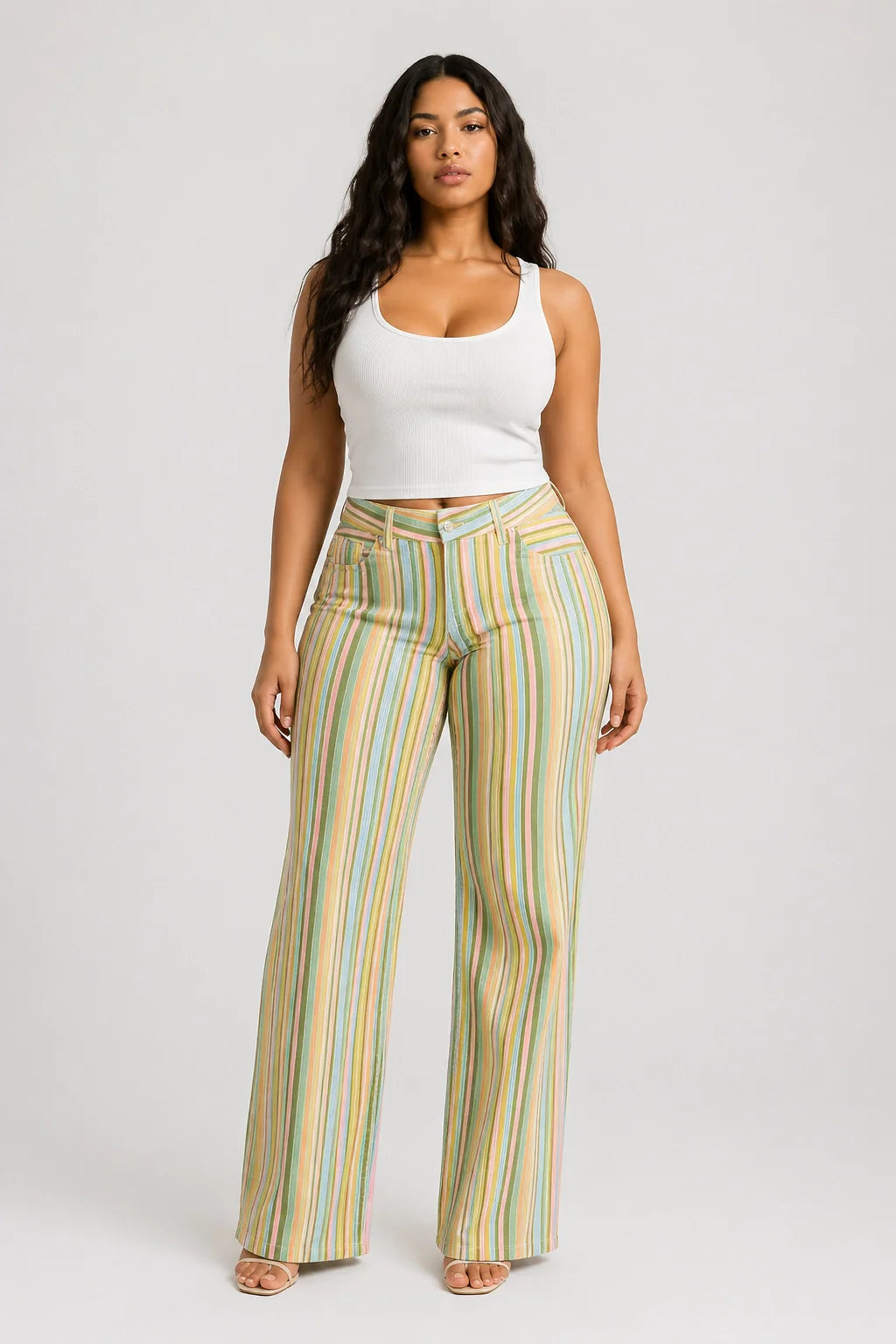 Riviera Jeans – Multicolour Striped Wide Leg Jeans