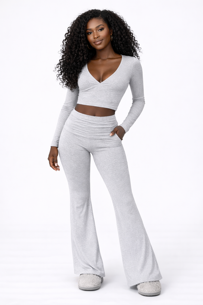 SoftShape Set – Fitted Top & Flared Pants Two Piece