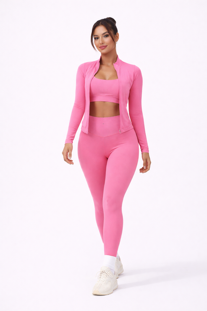 SculptCore Set – 3 Piece Sport Bra Top & Legging Set